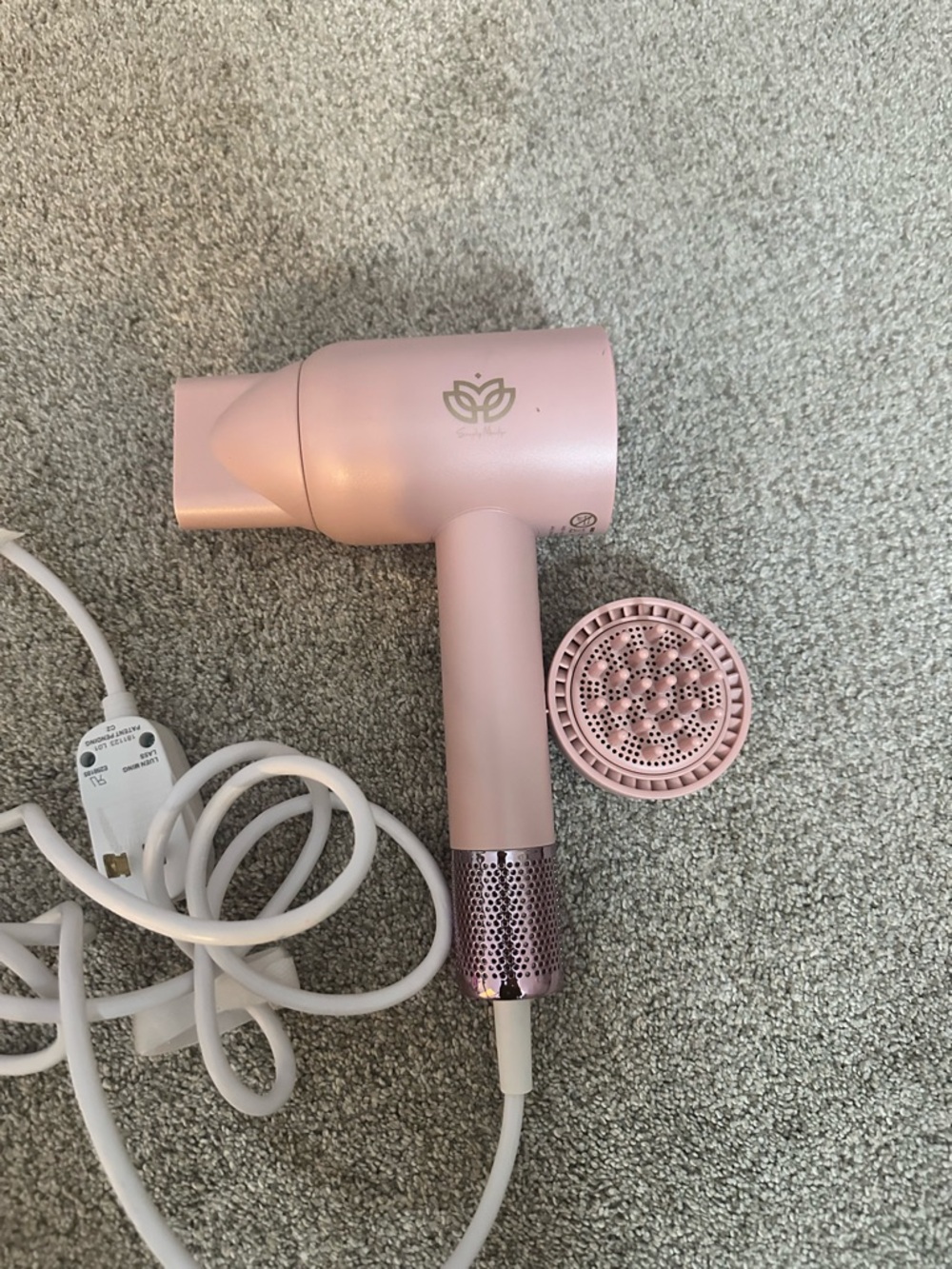 Pink Compact Hair Dryer with Diffuser